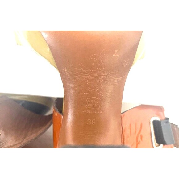 Stunning MARNI Tri-Color Patent Leather Brown Platform Heels EU 39 (size 9 U.S.) - Picture 14 of 16